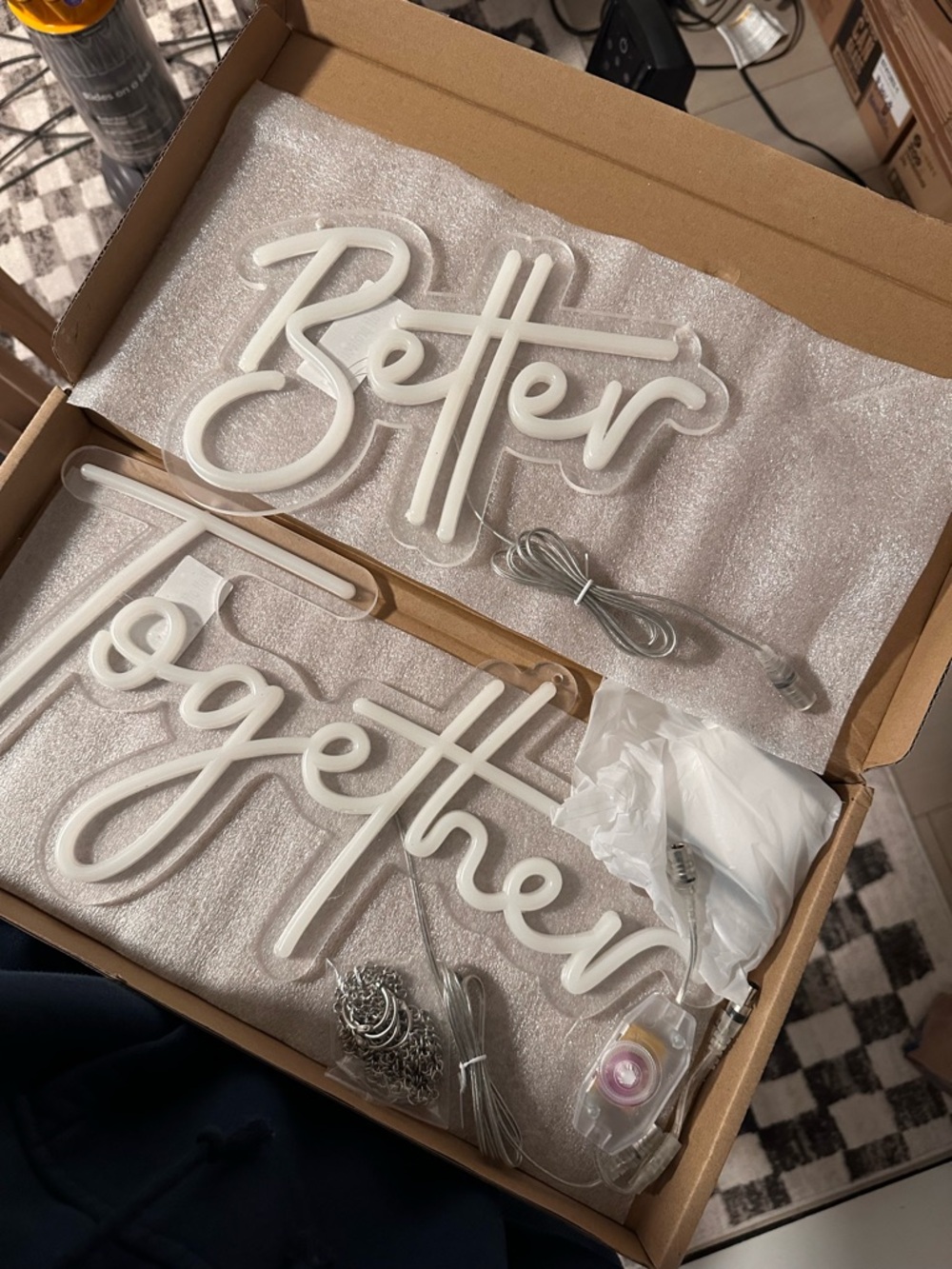 "Better Together" White Script LED Wall Sign